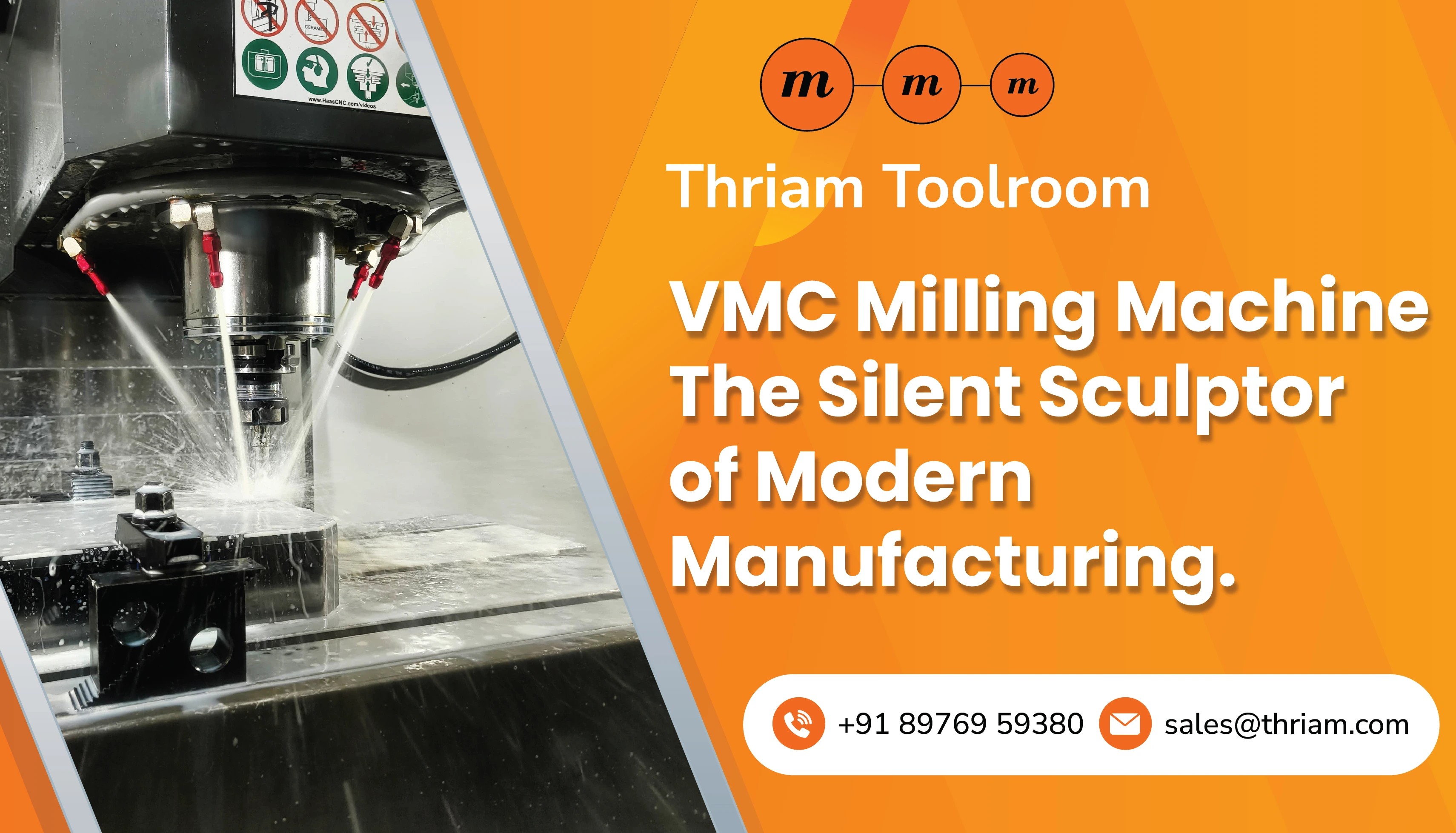 VMC Milling Machine. The Silent Sculptor of Modern Manufacturing banner by Thriam